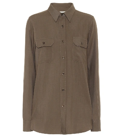 Shop Saint Laurent Wool-twill Shirt In Green