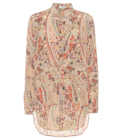 Shop Etro Floral Silk Shirt In Beige