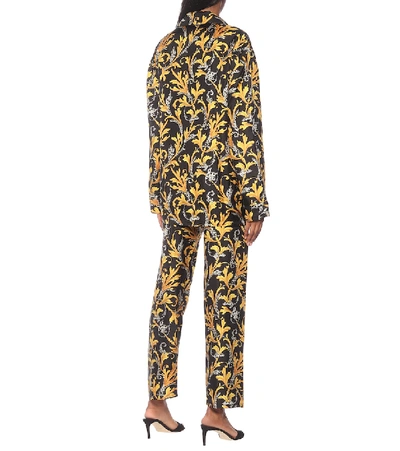 Shop Versace Printed Silk Pajama Top In Gold