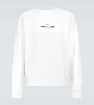 Shop Maison Margiela Upside Down Logo Sweatshirt In White