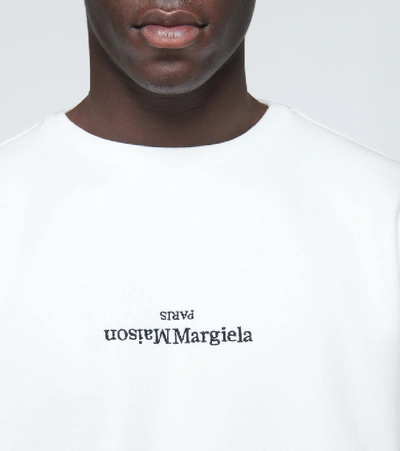 Shop Maison Margiela Upside Down Logo Sweatshirt In White