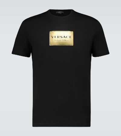 Shop Versace Short-sleeved Logo T-shirt In Black