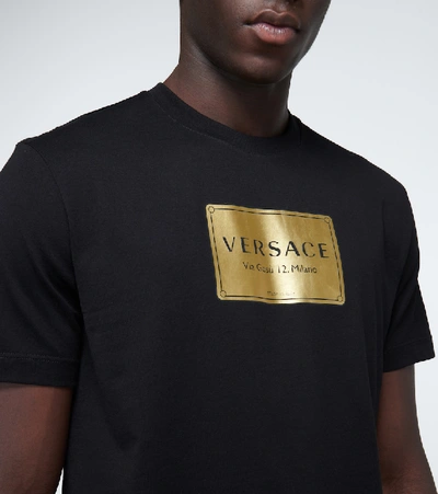 Shop Versace Short-sleeved Logo T-shirt In Black