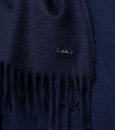 Shop Loro Piana Large Cashmere Scarf In Blue