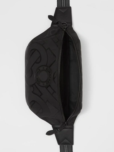 Shop Burberry Monogram Jacquard Sonny Bum Bag In Black