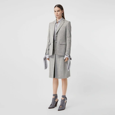 Shop Burberry Technical Wool Jersey Blazer In Grey Taupe Melange