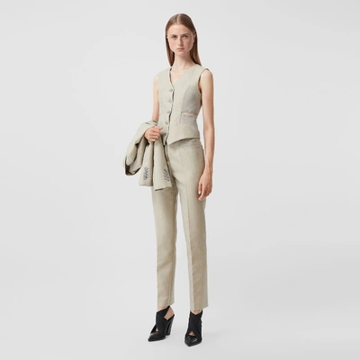 Shop Burberry Cut-out Detail Technical Wool Waistcoat In Grey