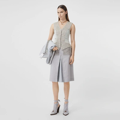 Shop Burberry Crystal Embroidered Mohair Wool Cut-out Waistcoat In Light Pebble Grey