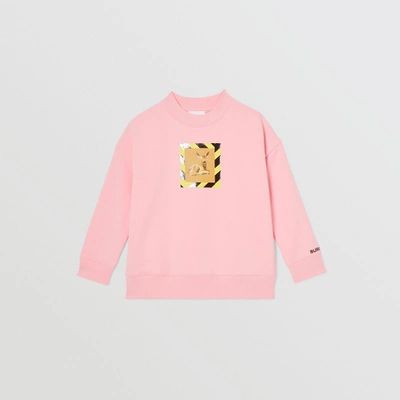 Shop Burberry Deer Print Cotton Sweatshirt In Candy Pink