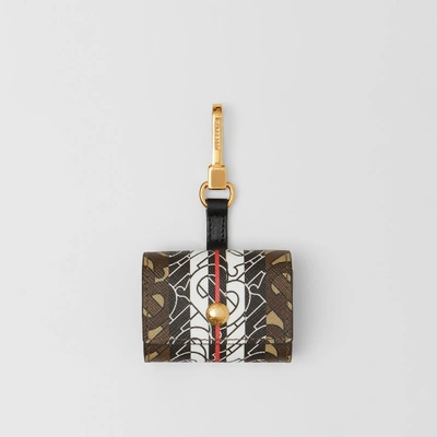 Shop Burberry Monogram Stripe E-canvas Airpods Pro Case In Bridle Brown