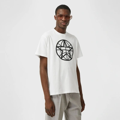 Shop Burberry Globe Graphic Cotton Oversized T-shirt In White