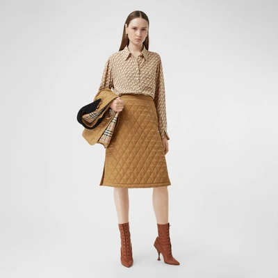 Shop Burberry Diamond Quilted Twill A-l In Camel