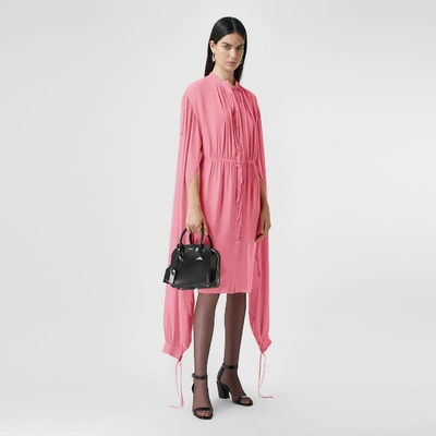 Shop Burberry Loop-back Sleeve Silk Crepe De Ch In Bubblegum Pink