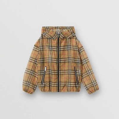 Shop Burberry Lightweight Vintage Check Hooded Jacket In Antique Yellow