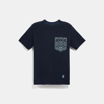 Shop Coach Signature Essential T-shirt In Navy/chambray