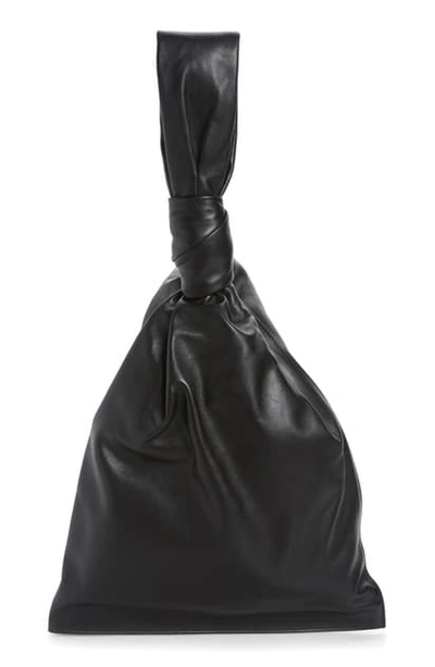 Shop Bottega Veneta Twist Leather Handbag In Black/ Silver