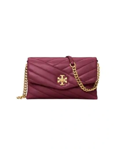 Shop Tory Burch Kira Chevron Leather Wallet-on-chain In Imperial Garden