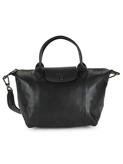 Shop Longchamp Le Pliage Leather Top Handle Bag In Black