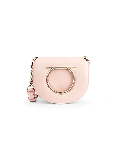 Shop Ferragamo Vela Leather Saddle Bag In Bonbon