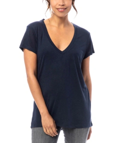 Shop Alternative Apparel Slinky Jersey Women's V-neck T-shirt In Navy
