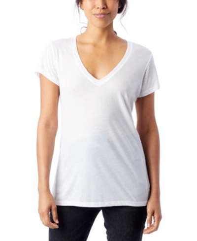 Shop Alternative Apparel Slinky Jersey Women's V-neck T-shirt In White
