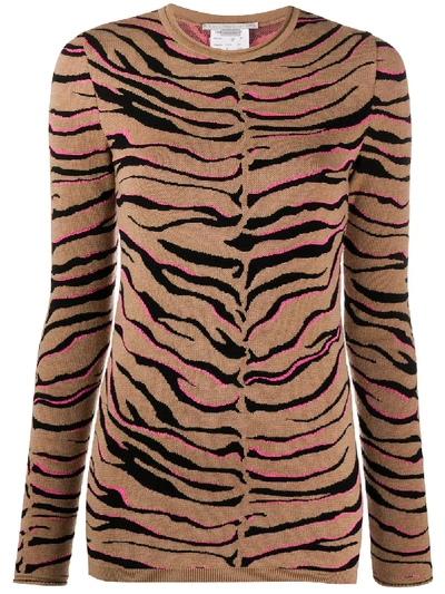Shop Stella Mccartney Tiger-print Knitted Top In Neutrals