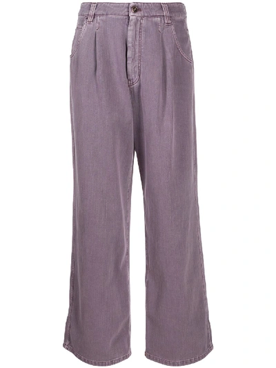 Shop Brunello Cucinelli High-waisted Wide-leg Jeans In Purple