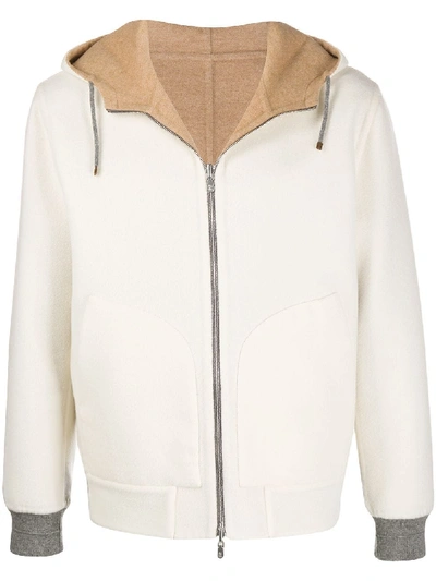 Shop Brunello Cucinelli Reversible Knitted Hoodie In White