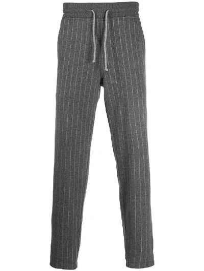 Shop Brunello Cucinelli Pinstripe Track Pants In Grey