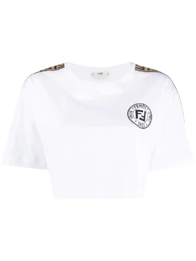 Shop Fendi Cropped Logo T-shirt In White