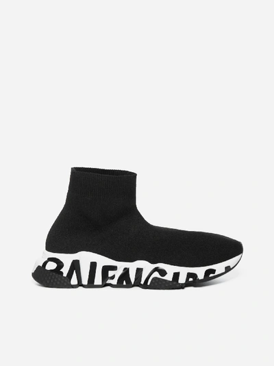 Shop Balenciaga Sneakers Speed In Maglia Stretch Con Logo In Black - White