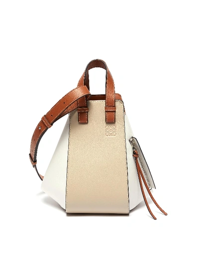 Shop Loewe 'hammock' Paneled Small Bag In White