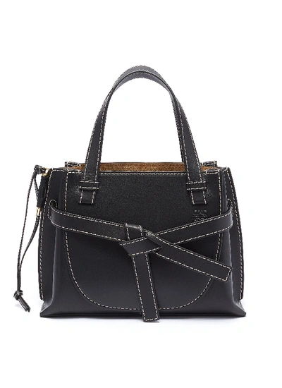 Shop Loewe 'gate' Knotted Belt Top Handle Leather Mini Bag In Black