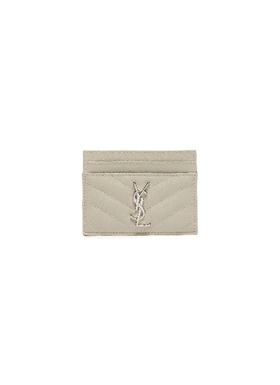 Shop Saint Laurent Monogram Leather Cardholder In White