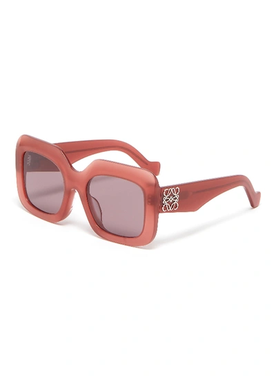 Shop Loewe Square Frame Acetate Anagram Oversized Sunglasses In Pink