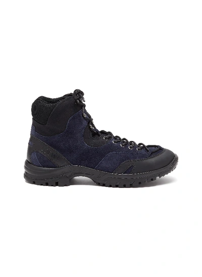 Shop Loewe Eye//nature Panelled Suede Hiking Boots In Blue