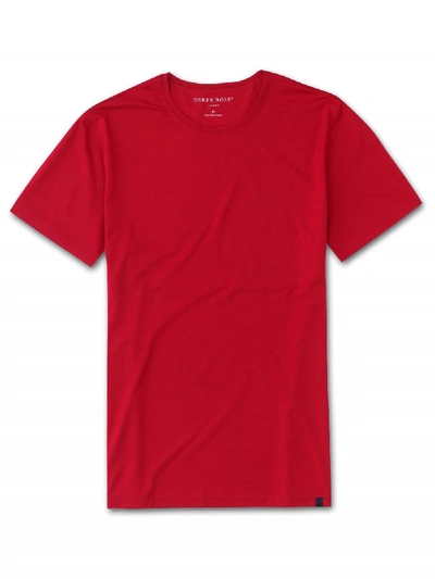 Shop Derek Rose Men's Short Sleeve T-shirt Basel 9 Micro Modal Stretch Red