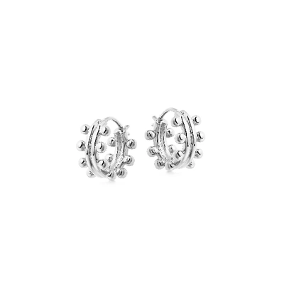 Shop Missoma Mini Double Beaded Hoop Earrings Sterling Silver