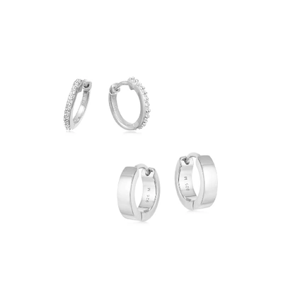 Shop Missoma Classic Huggie Earring Set Sterling Silver/cubic Zirconia