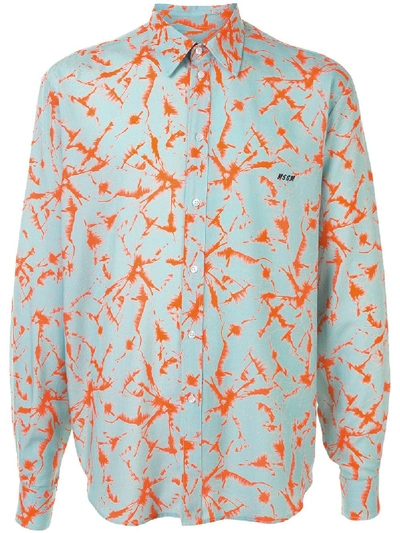 Shop Msgm Tie-dye Print Shirt In Blue