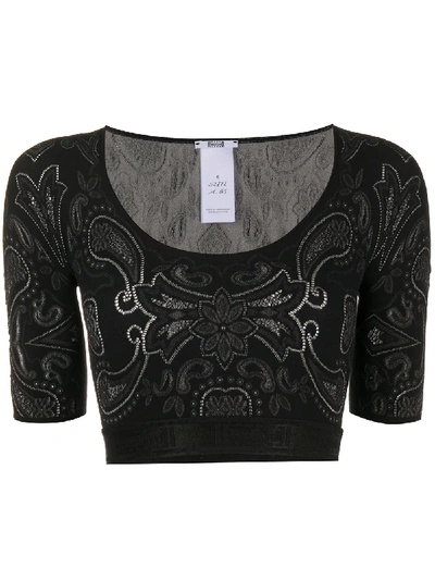 Shop Wolford Paisley Stretch Jersey Cropped Top In Black