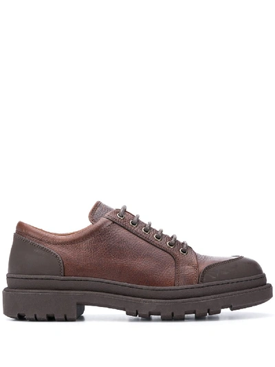 Shop Brunello Cucinelli Panelled Derby Shoes In Brown