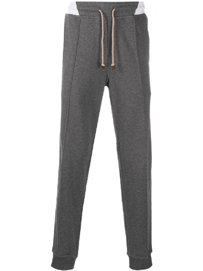 Shop Brunello Cucinelli Stripe Detail Track Pants In Grey