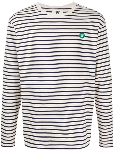 Wood Wood Mel Small Aa Logo Long Sleeve Cotton T-shirt In Neutrals