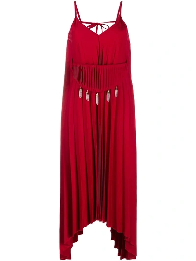 Shop Atu Body Couture Crystal-embellished Asymmetric Dress In Red