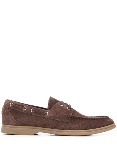 Shop Brunello Cucinelli Suede Lace Loafers In Brown