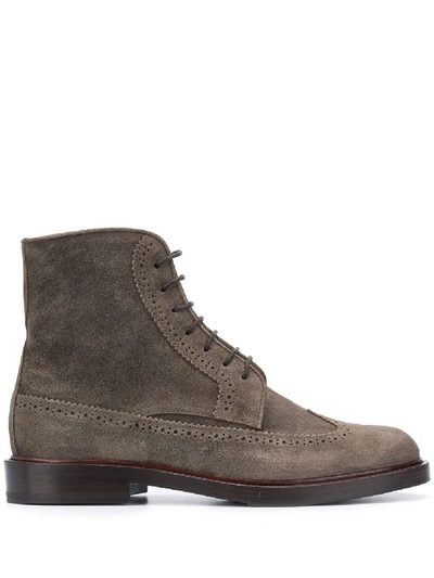Shop Brunello Cucinelli Perforated Desert Boots In Green