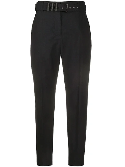 Shop Brunello Cucinelli Belted Straight-leg Trousers In Black