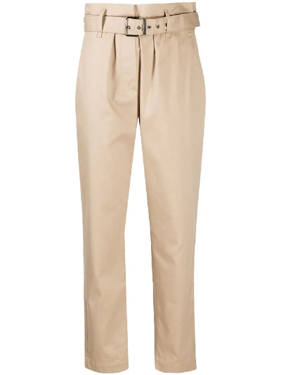 Shop Brunello Cucinelli Belted Straight-leg Trousers In Brown