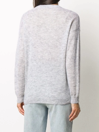 Shop Brunello Cucinelli Floral Embroidery Knitted Jumper In Grey